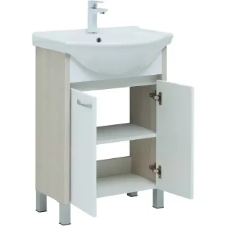 Тумба под раковину Aquanet Донна 273996 60 см белый глянец/белый дуб